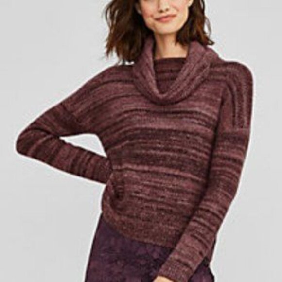 Garnet Hill Pink and Purple Turtleneck Sweater - Picture 1 of 9